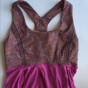 LULULEMON Pink Stripe Build in Bra Top Tank Yoga